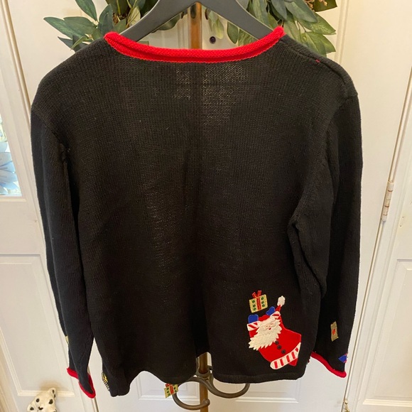 Vintage Carolina Colours Embroidered Santa Christmas Full Zip Sweater Cardigan M - Picture 8 of 10